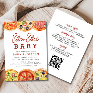 Allt i ett segment i Baby Pizza Baby Shower Inbjudningar