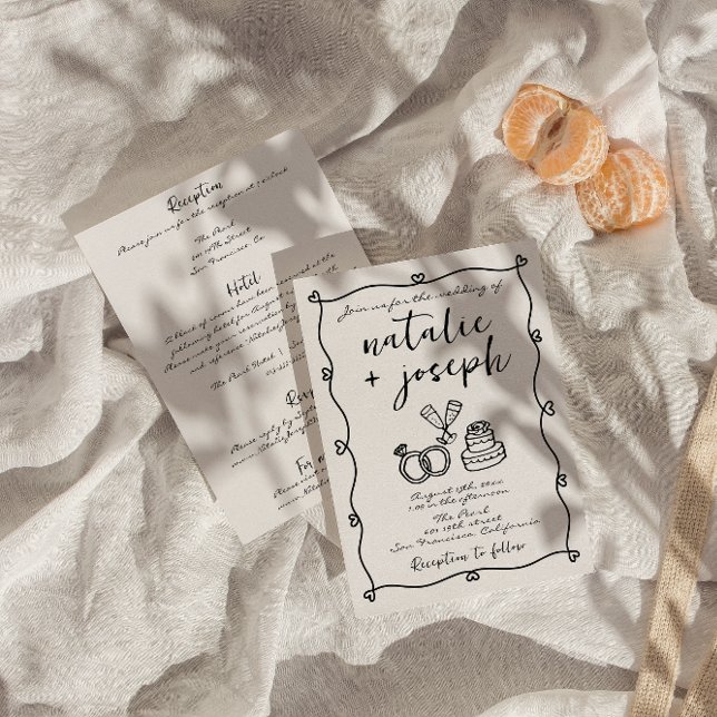 Allt i ett skrivet skrivet Bröllop i Hand plockade Inbjudningar (Skapare uppladdad)