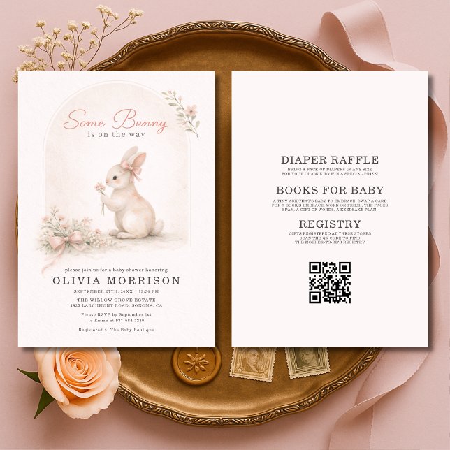 Allt i Ett Some Bunny Coquette Bow Baby Shower Inbjudningar (Skapare uppladdad)