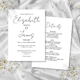 Allt i ett svartvitt minimalistiskt Bröllop Inbjudningar