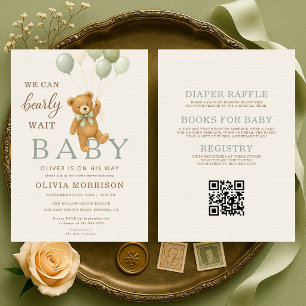 Allt i ett Vi kan knappast vänta Sage Baby Shower- Inbjudningar