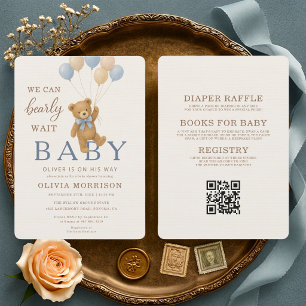 Allt i ett Vi kan knappt vänta Baby Shower Inbjudningar