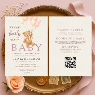 Allt i ett Vi kan knappt vänta Flicka Baby Shower Inbjudningar