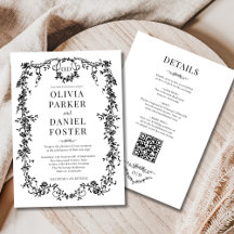 Allt i ett viktorianskt svart bröllopsmonogram