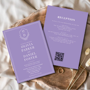 Allt i Gång Lilac Lila QR Code Bröllop Inbjudningar