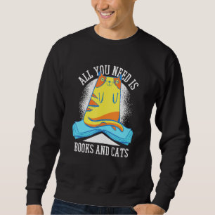 Allt jag behöver är Bokar Cats Bokar och Cats Art Lång Ärmad Tröja