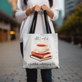 Allt jag behöver är bra bok och kopp te tygkasse