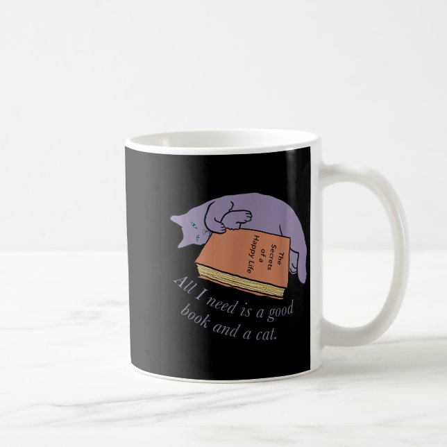 Allt jag behöver är en bra bok och en katt kaffemugg (Höger)