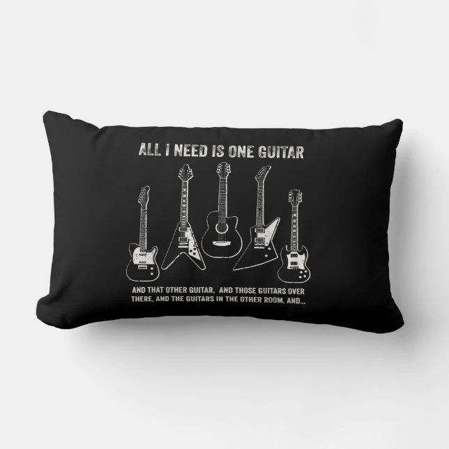 Allt jag behöver är en gitarr Rolig gitarrsamling Lumbarkudde (Framsida)