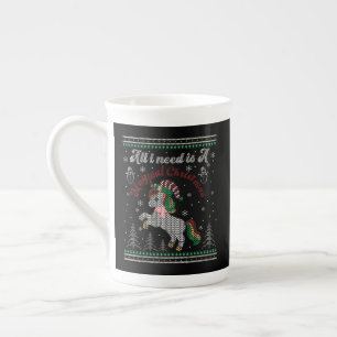 Allt jag behöver är en magisk jul, Unicorn Christm Benporslin Mugg
