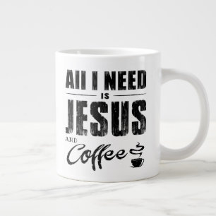 Allt jag behöver är Jesus och kaffe Jumbo Mugg