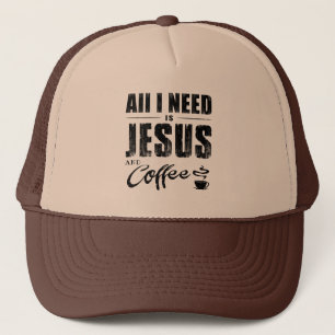 Allt jag behöver är Jesus och kaffe Truckerhatt Keps