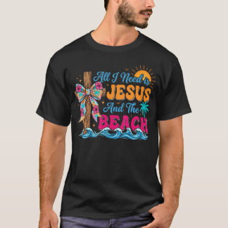 Allt jag behöver är Jesus och stranden Retro krist T Shirt