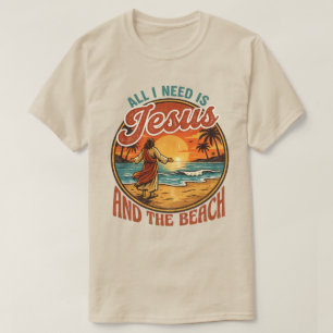 Allt jag behöver är Jesus & stranden   Kristna str T Shirt