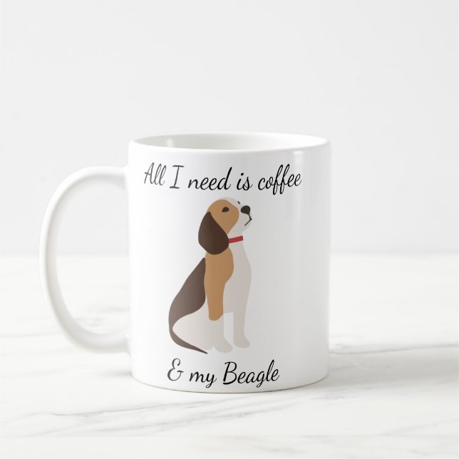 Allt jag behöver är kaffe och Beagle Kaffemugg (Vänster)