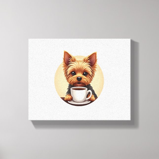 Allt jag behöver är kaffe och min Yorkie Canvastryck (Framsida)