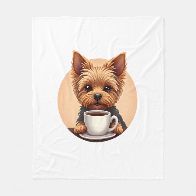 Allt jag behöver är kaffe och min Yorkie Fleecefilt (Framsidan)