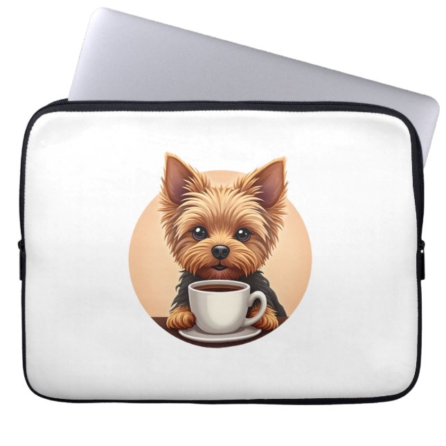 Allt jag behöver är kaffe och min Yorkie Laptop Fodral (Framsidan)