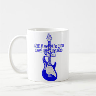 Allt jag behöver är kärlek och att spela gitarr. kaffemugg