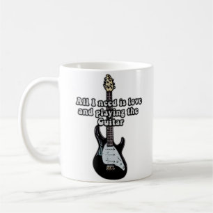 Allt jag behöver är kärlek och att spela gitarren. kaffemugg