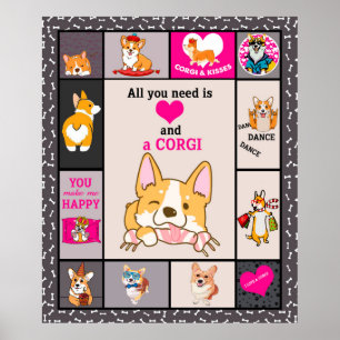 Allt jag behöver är Kärlek och Corgi Poster
