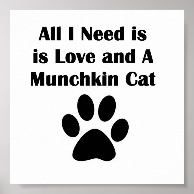 Allt jag behöver är Kärlek och en Munchkin Cat Poster (Framsidan)