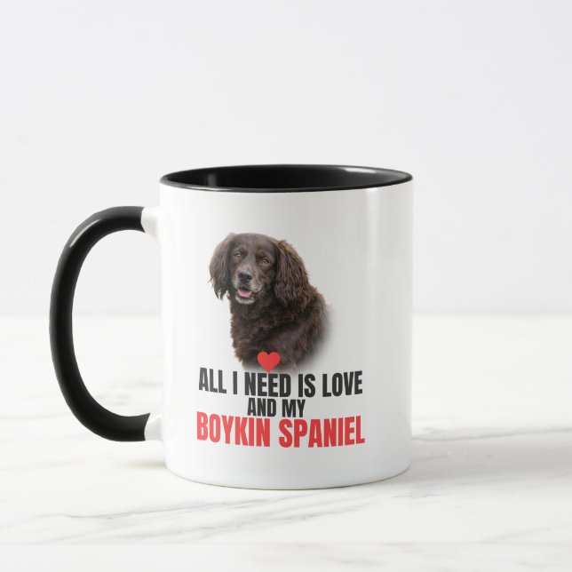 Allt jag behöver är kärlek och min Boykin Spaniel- Mugg (Vänster)