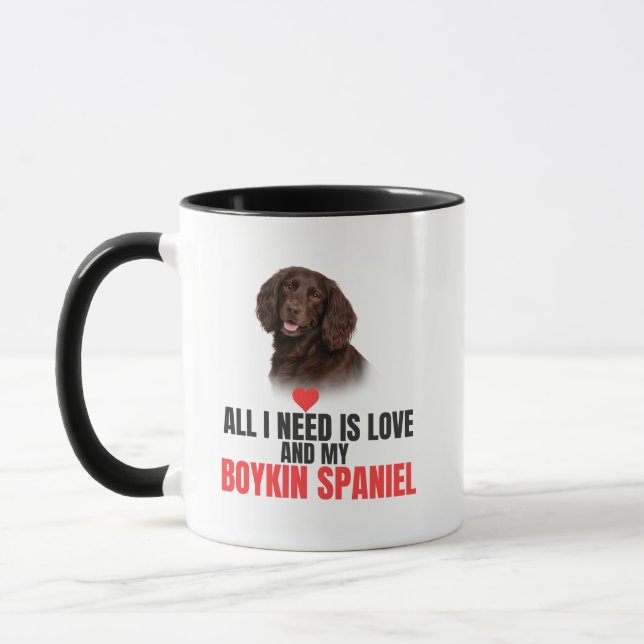 Allt jag behöver är kärlek och min Boykin Spaniel- Mugg (Vänster)