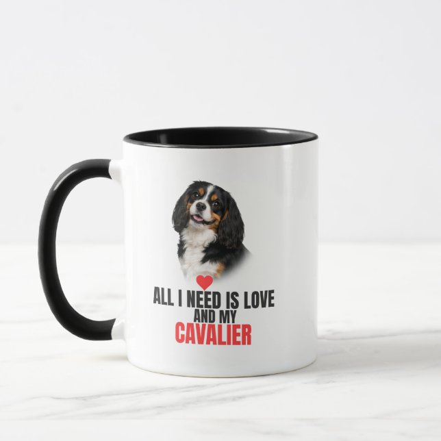 Allt jag behöver är kärlek och min Cavalier-kaffem Mugg (Vänster)