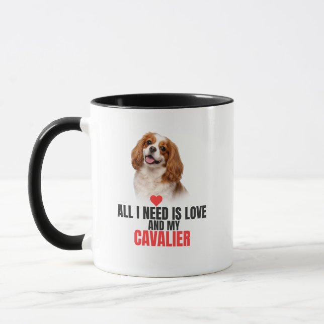 Allt jag behöver är kärlek och min Cavalier-mugg Mugg (Vänster)
