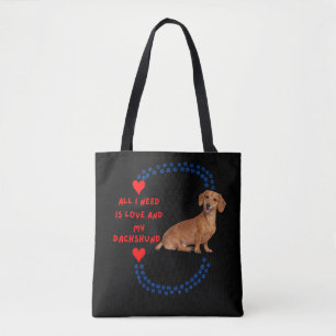 Allt jag behöver är kärlek och min Dachshund Svart Tygkasse