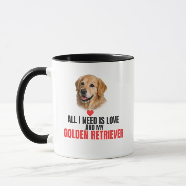 Allt jag behöver är kärlek och min Golden Retrieve Mugg (Vänster)