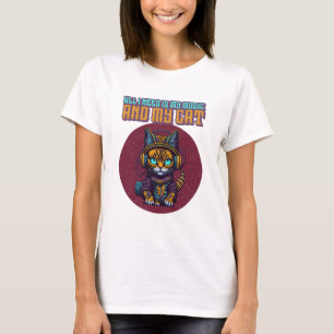 Allt jag behöver är min musik och mitt katt - roli t shirt