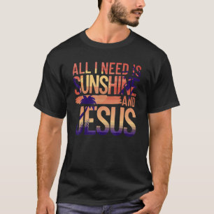 Allt jag behöver är solsken och Jesus Retro Christ T Shirt