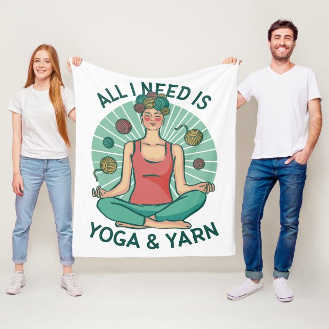 Allt jag behöver är Yoga och Yarne Phrase Fleecefilt (På plats)