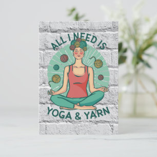 Allt jag behöver är Yoga och Yarne Phrase Tack Kort
