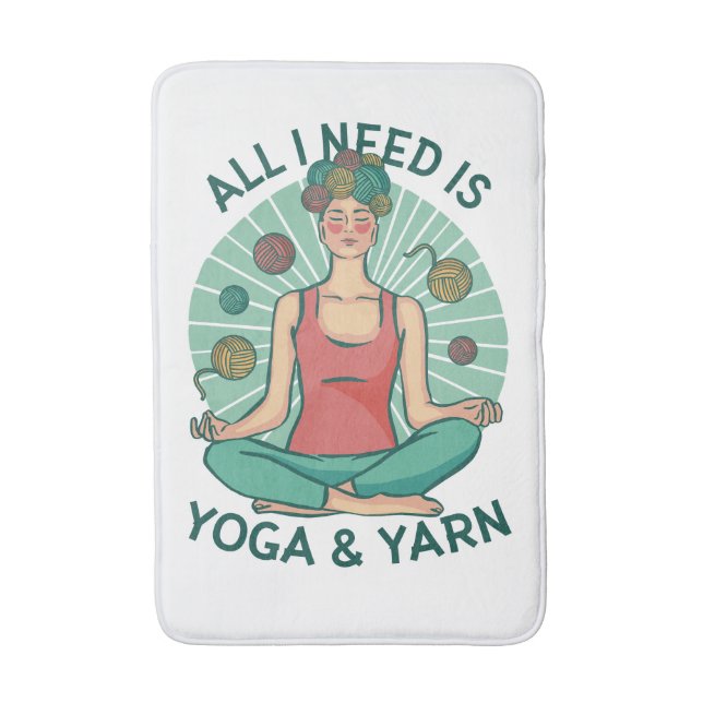 Allt jag behöver är Yoga & Yarn Badrumsmatta (Framsidan (Vertikal))