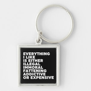 Allt jag gillar fyrkantig silverfärgad nyckelring