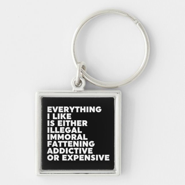 Allt jag gillar fyrkantig silverfärgad nyckelring (Framsidan)