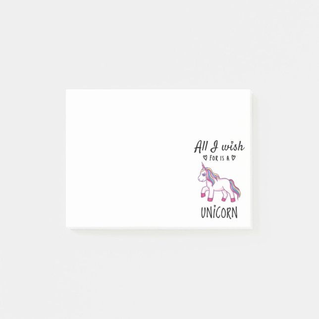 Allt jag önskar är en enhörning post-it block (Framsida)