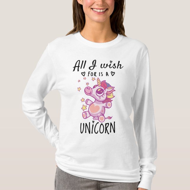 Allt jag önskar är en enhörning t shirt (Framsida)