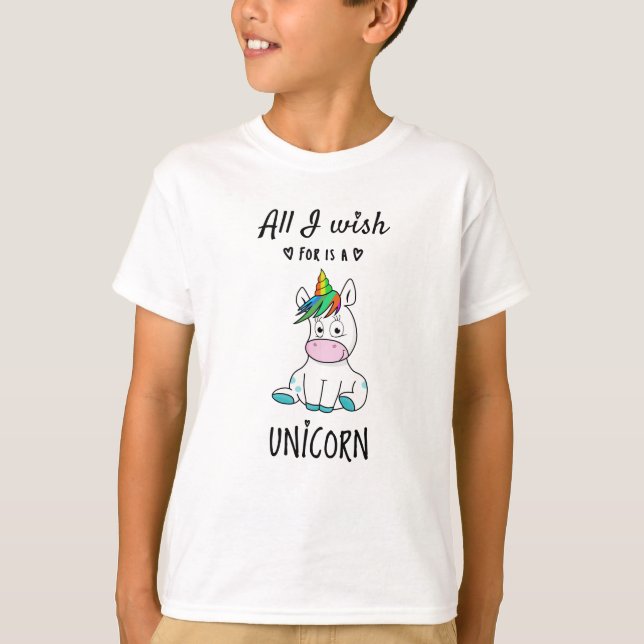 Allt jag önskar är en enhörning t shirt (Framsida)