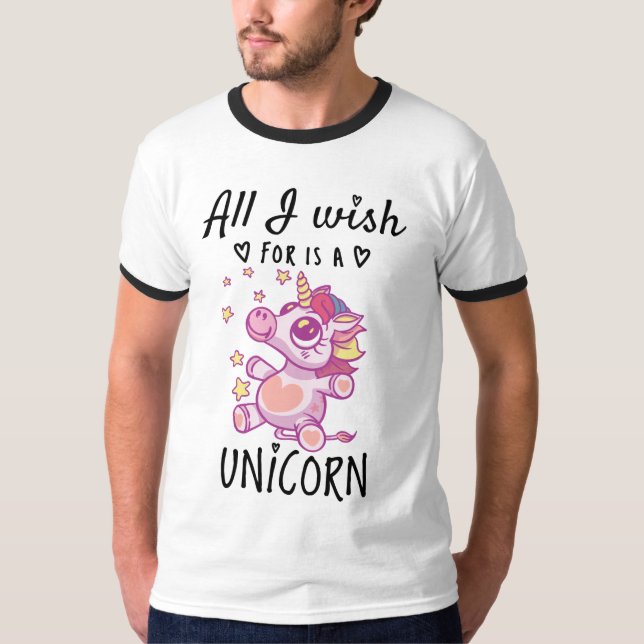 Allt jag önskar är en enhörning t shirt (Framsida)