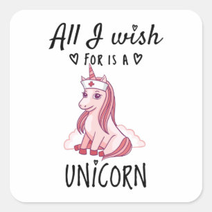 Allt jag önskar är en Unicorn Fyrkantigt Klistermärke