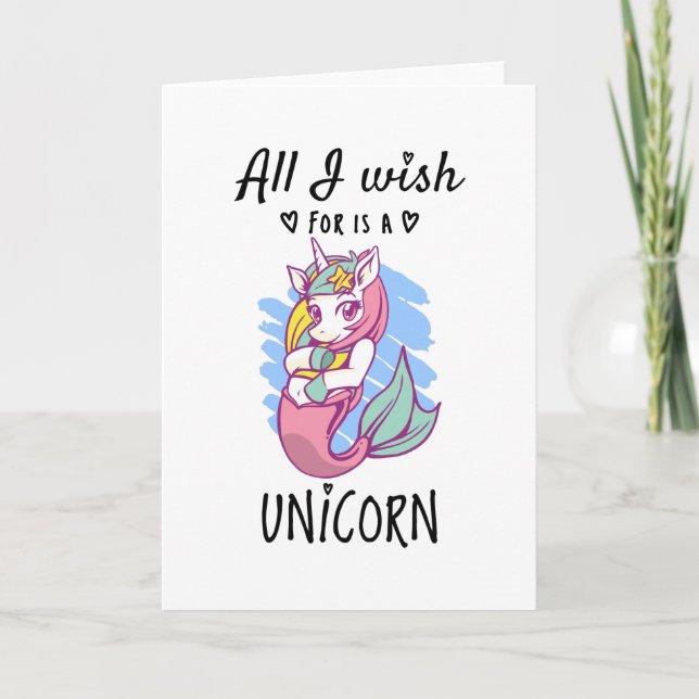Allt jag önskar är en Unicorn Kort (Framsida)