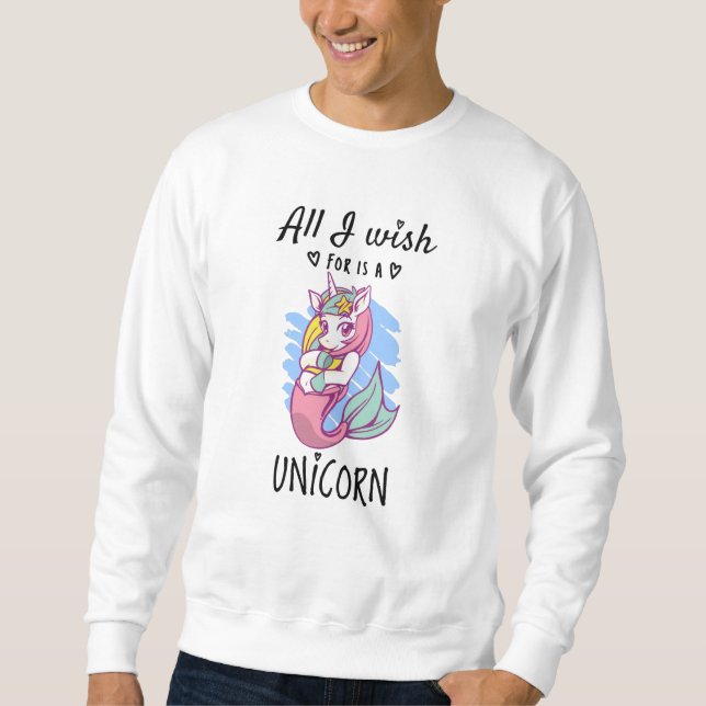 Allt jag önskar är en Unicorn Lång Ärmad Tröja (Framsida)