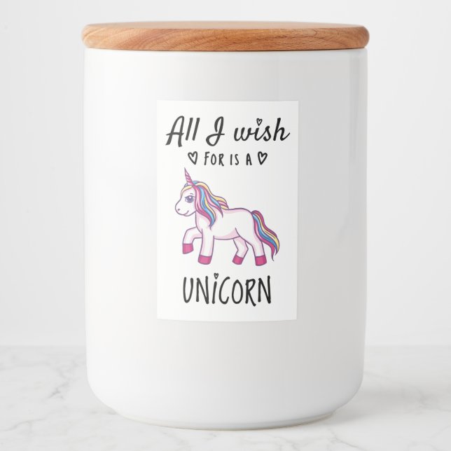 Allt jag önskar är en Unicorn Mat Etikett (Framsida)