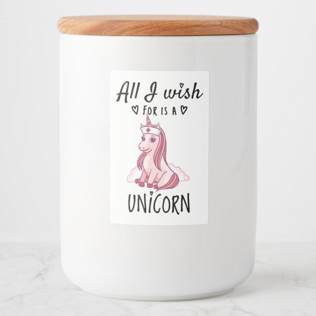 Allt jag önskar är en Unicorn Mat Etikett (Framsida)