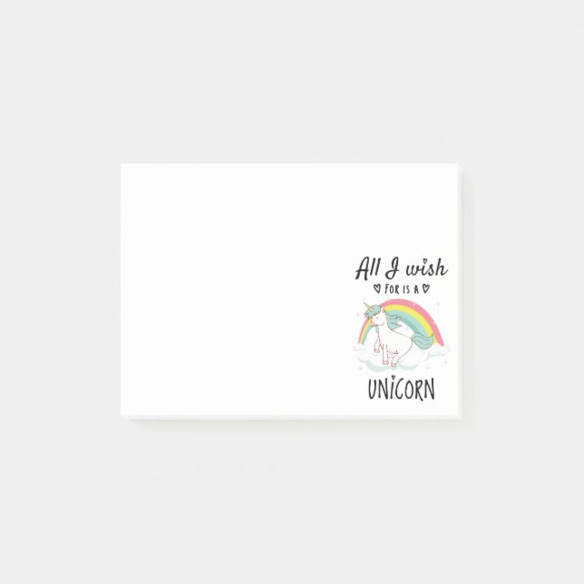 Allt jag önskar är en Unicorn Post-it Block (Framsida)