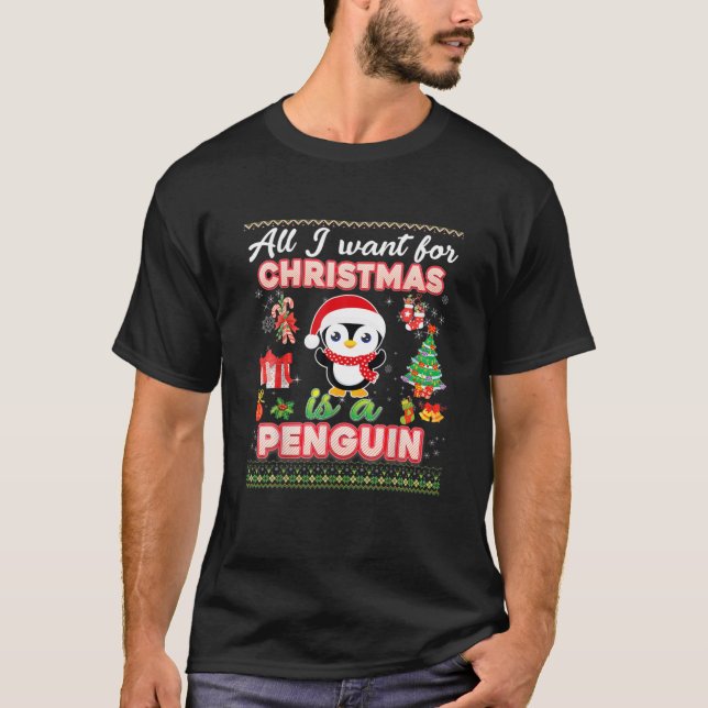Allt jag vill ha är en penguin till jul, Ugly Jula T Shirt (Framsida)